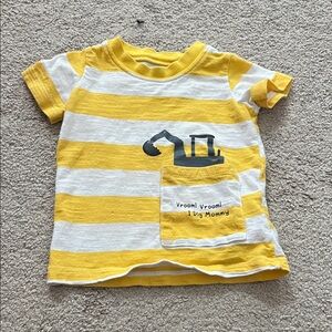 Carter's Yellow and White Striped Tee with Digger